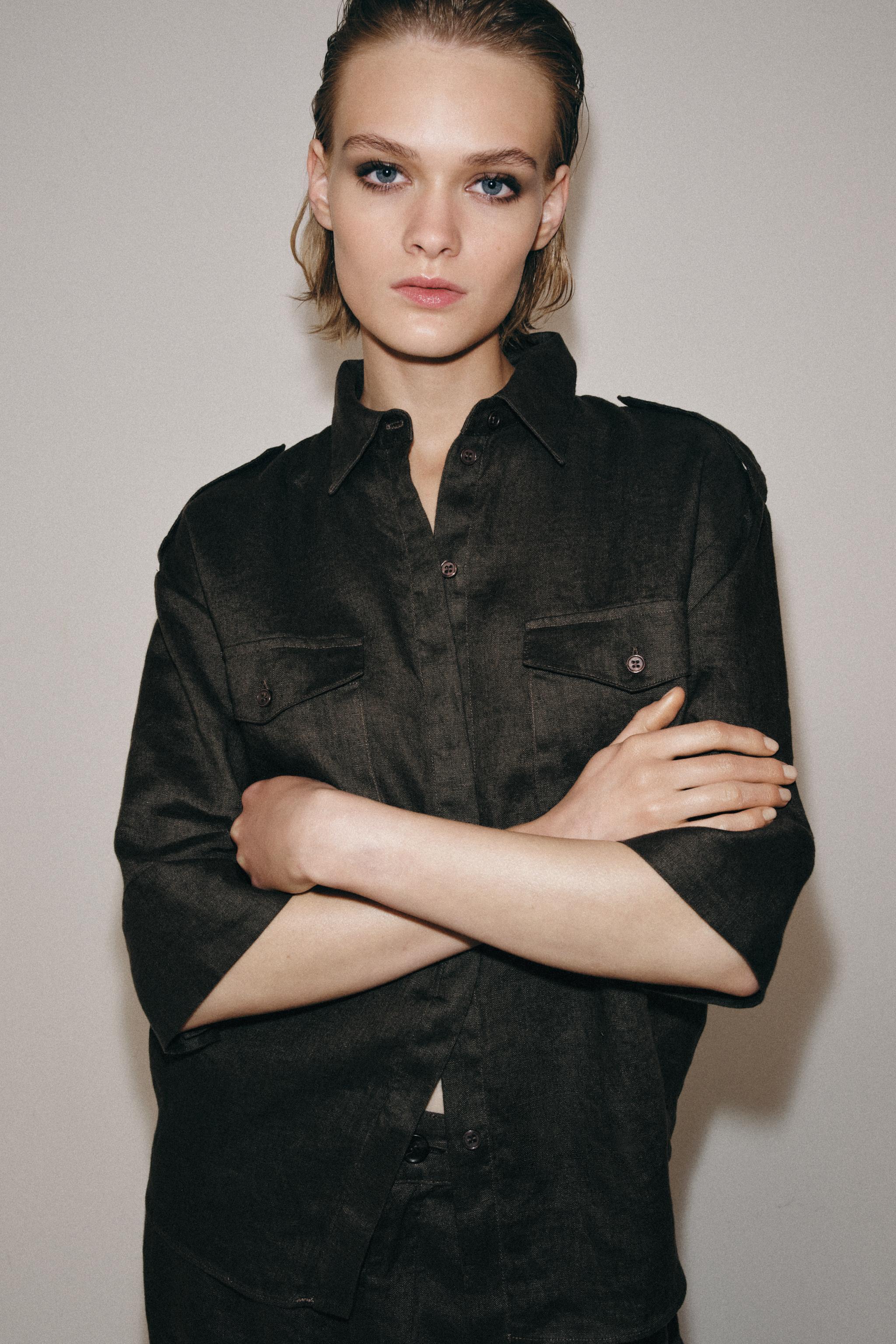 ZW COLLECTION LINEN POCKET SHIRT
